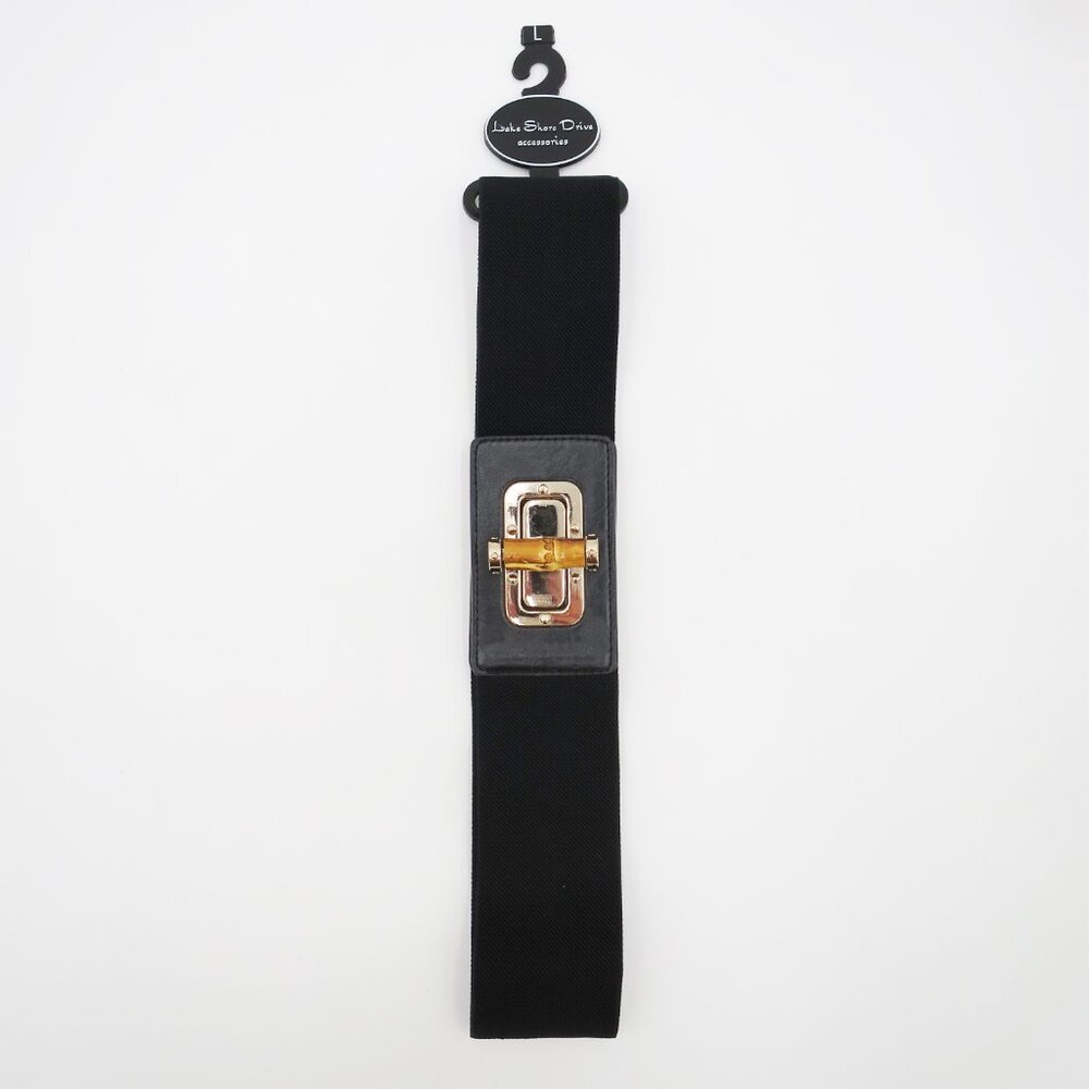 NEW Lake Shore Drive Bamboo Lock Toggle Stretch Belt Size L